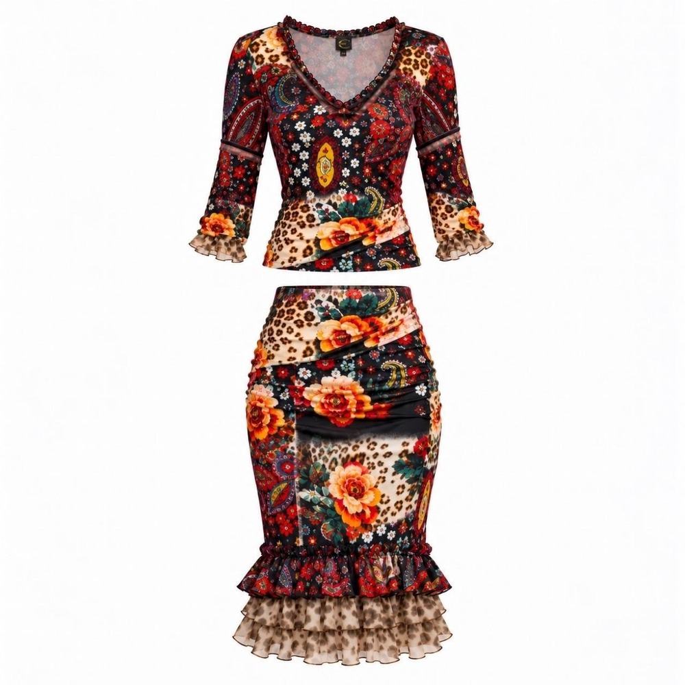 Cavalli Vintage Floral & Leopard Print Set